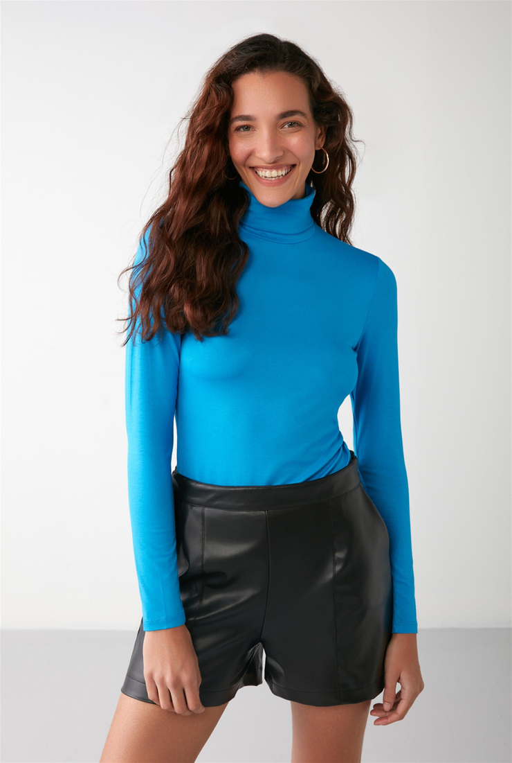MISHA Örme Slim Fit Mavi  Bluz