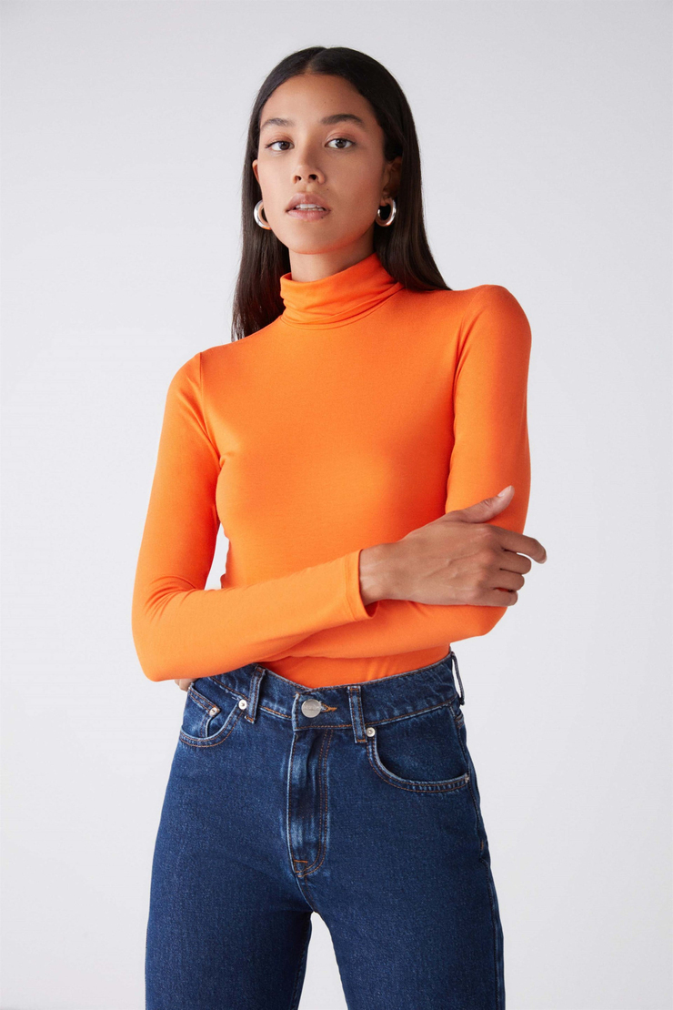 MISHA Örme Slim Fit Turuncu  Bluz