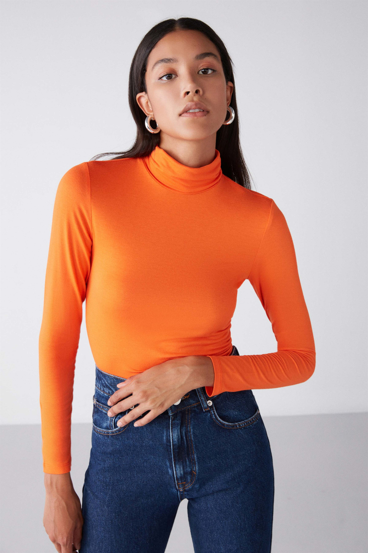 MISHA Örme Slim Fit Turuncu  Bluz