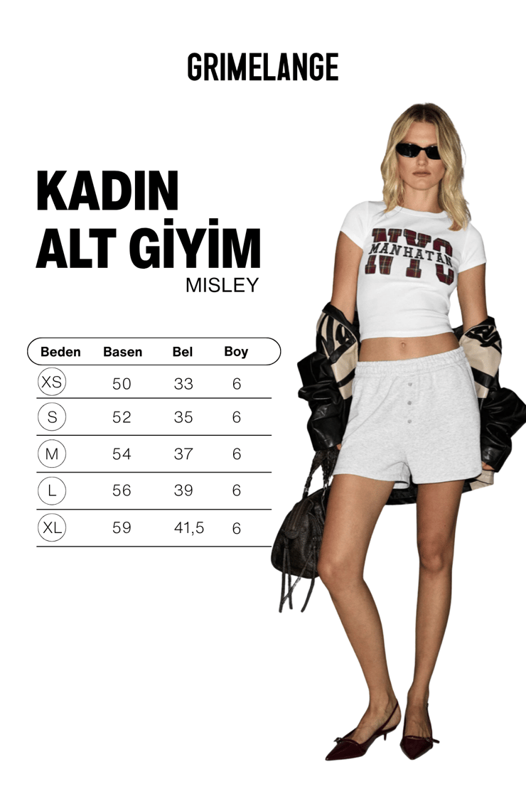 MISLEY Kadın Beli Lastikli Ve Katlamalı İp Detaylı Mini Spor Grimelanj Şort