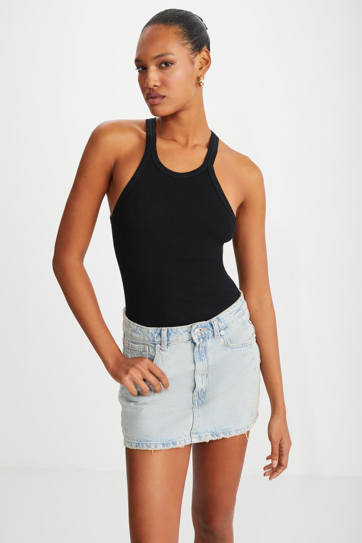 MISSY  Slim Siyah Tekli Body