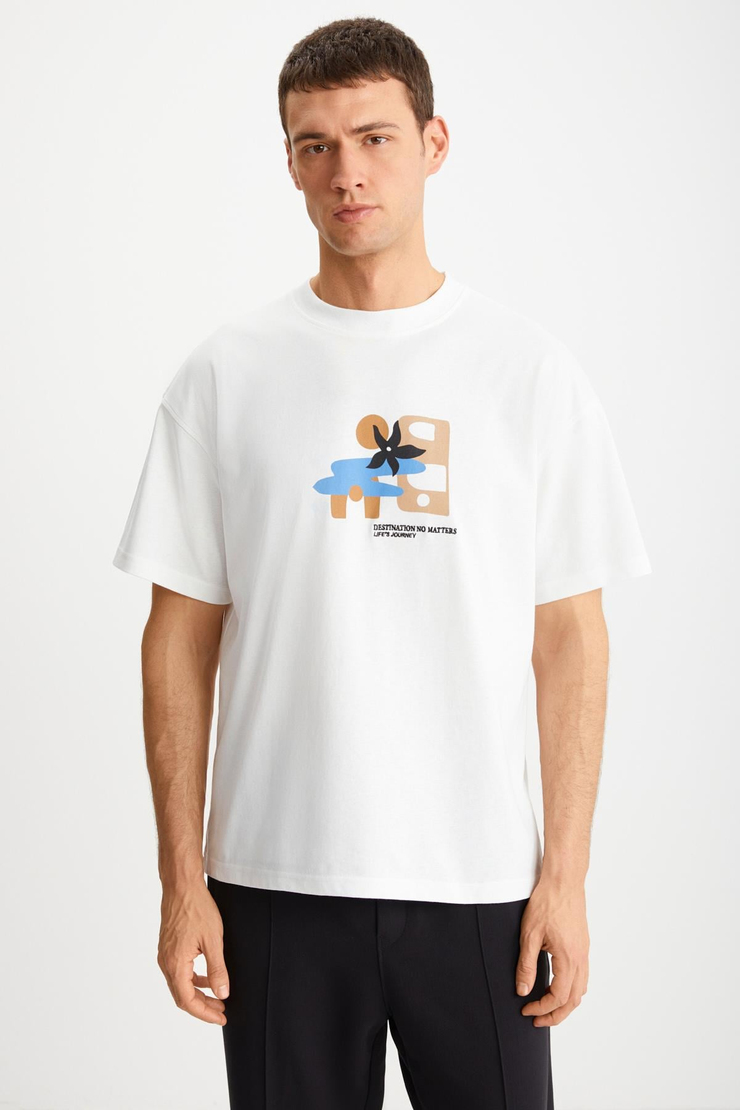 MITCHELL Basic Regular Vanilya Tekli T-Shirt