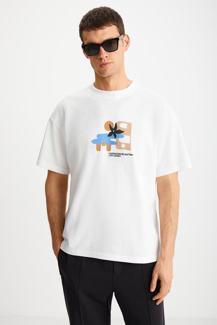MITCHELL Basic Regular Vanilya Tekli T-Shirt