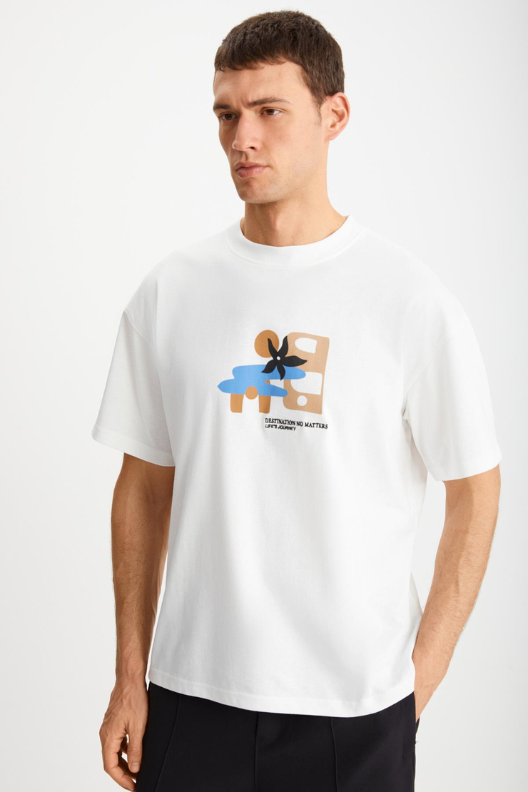 MITCHELL Basic Regular Vanilya Tekli T-Shirt
