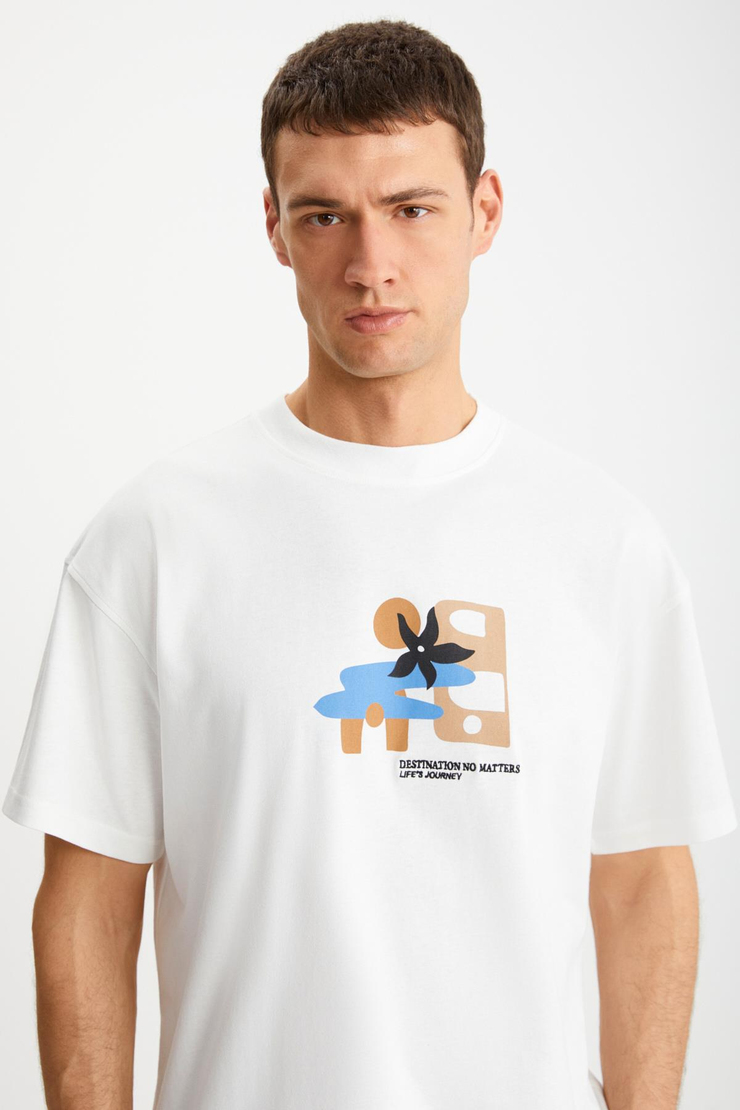 MITCHELL Basic Regular Vanilya Tekli T-Shirt