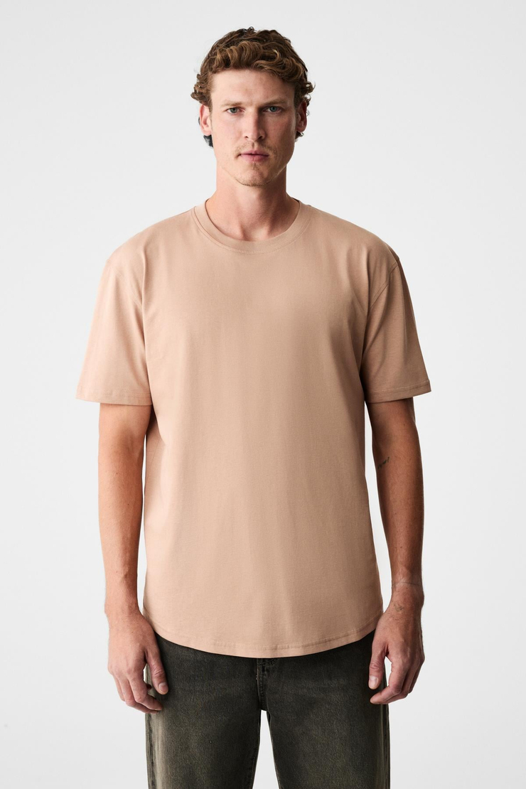 MONO Erkek Organik Pamuklu Bisiklet Yakalı Kısa Kollu Regular Fit Somon T-Shirt