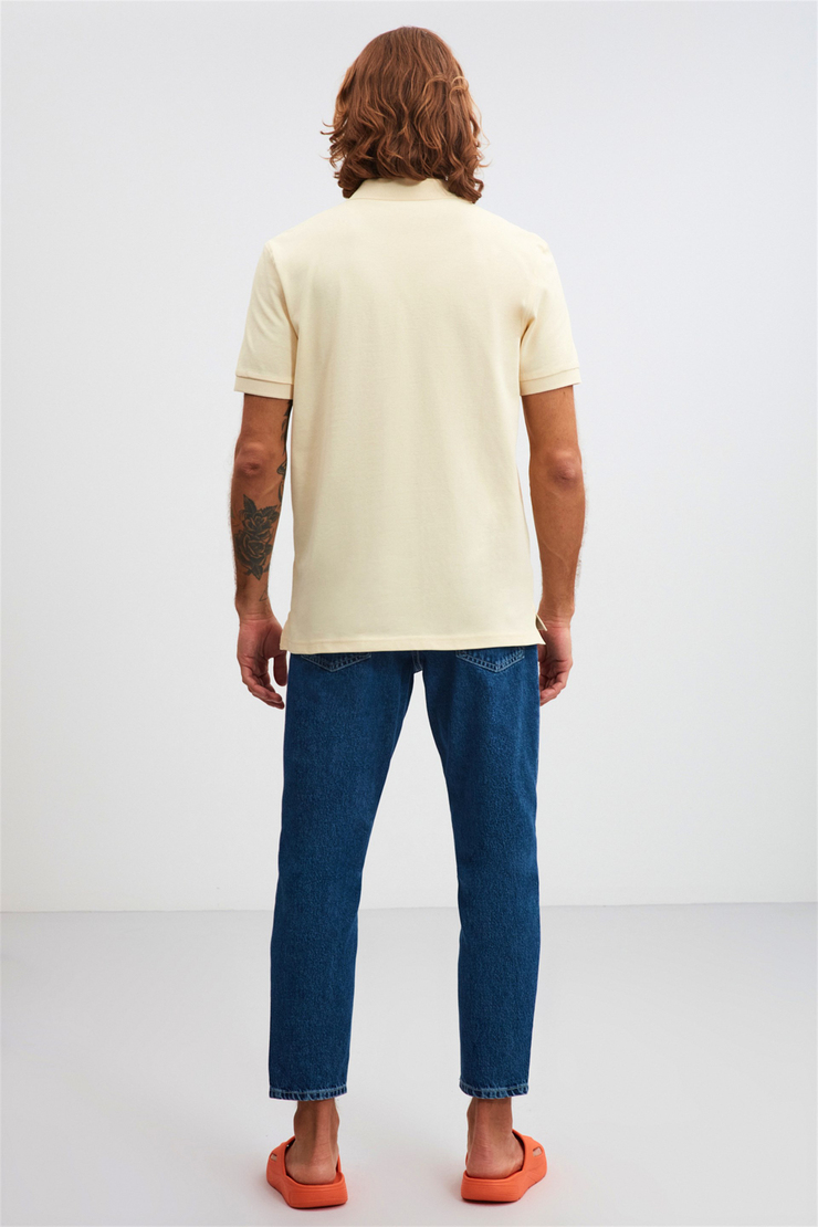 MORGAN Sarı Erkek Düz Renk Polo Yaka Kısa Kollu    Regular Fit Polo Yaka T-shirt