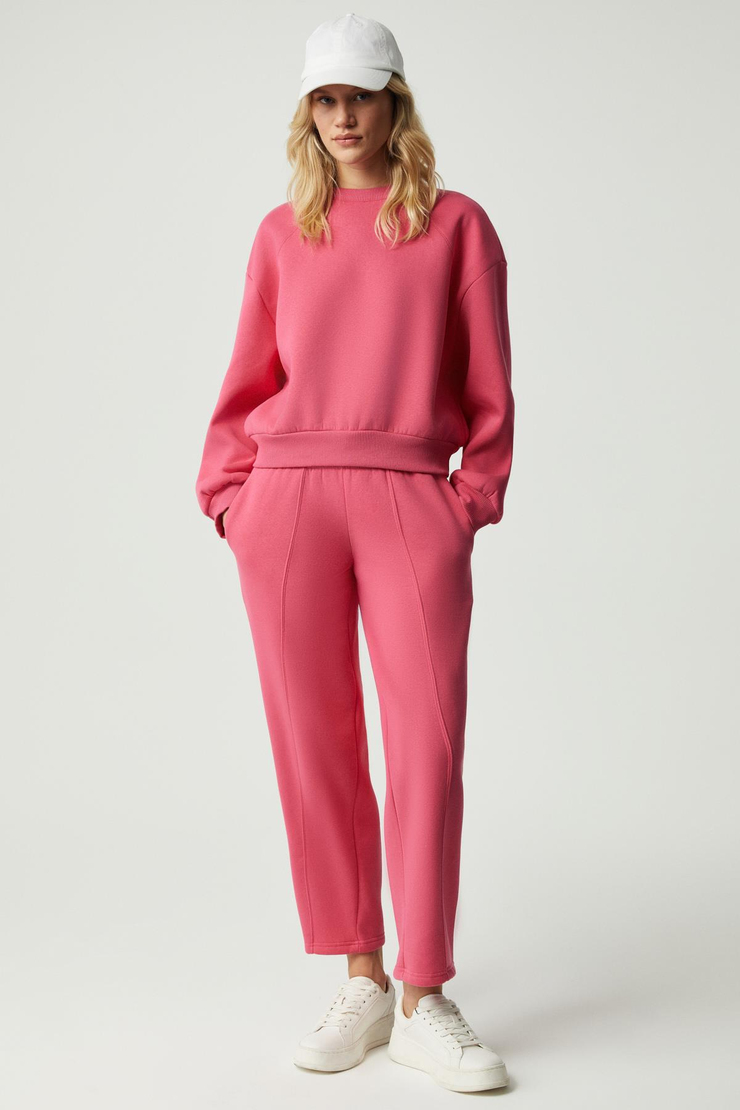 MORGANS Kadın Geniş Paça Oversize Pembe Eşofman Altı