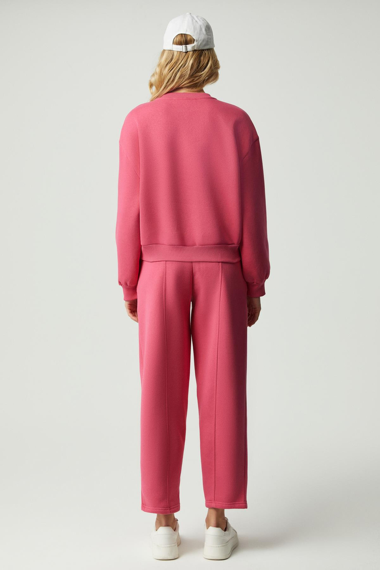 MORGANS Kadın Geniş Paça Oversize Pembe Eşofman Altı