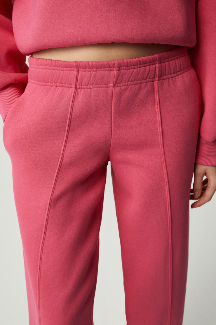 MORGANS Kadın Geniş Paça Oversize Pembe Eşofman Altı