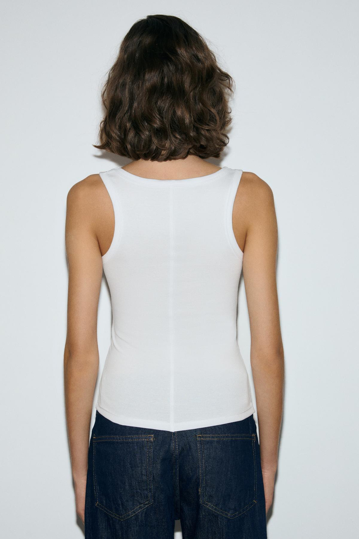 MORLISSA Kadın Yumuşak Ve Esnek Kumaşlı Taş Baskılı Slim Fit Beyaz Atlet