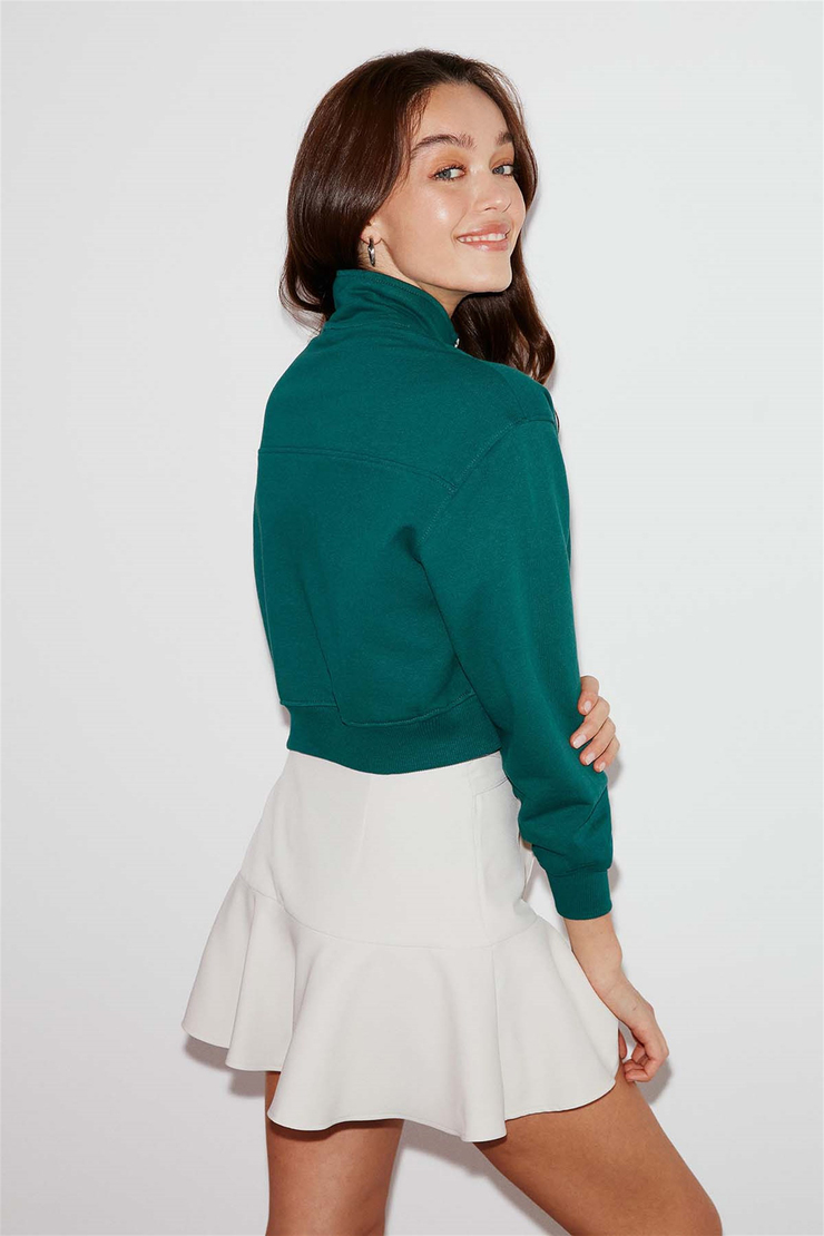 MOSS Örme Crop Fit Yeşil  Sweatshirt