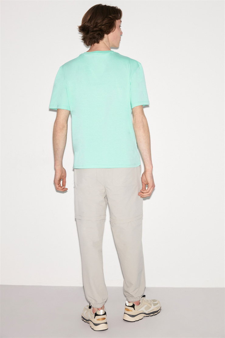 MOUNTAIN Erkek Yeşil Baskılı Yuvarlak Yaka Regular Fit T-Shirt