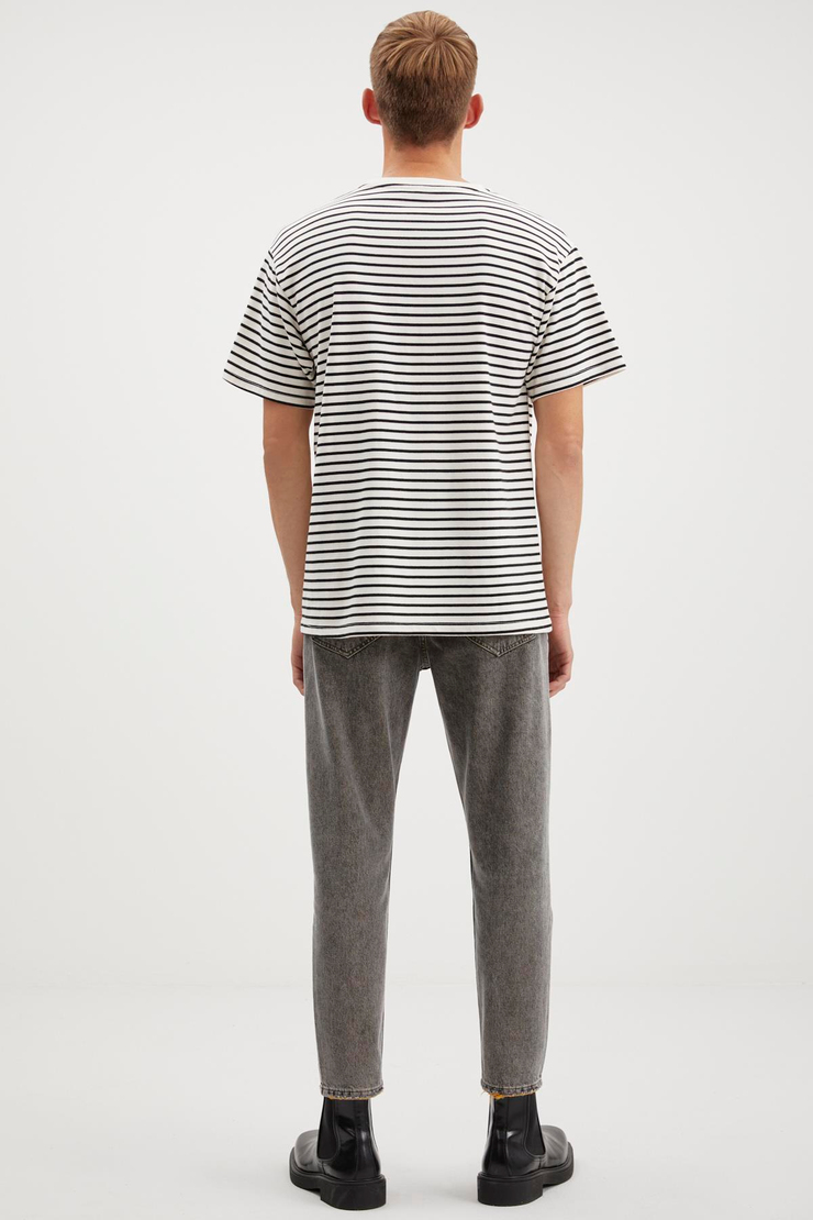 MUJI  Relaxed Siyah - Beyaz Tekli T-Shirt