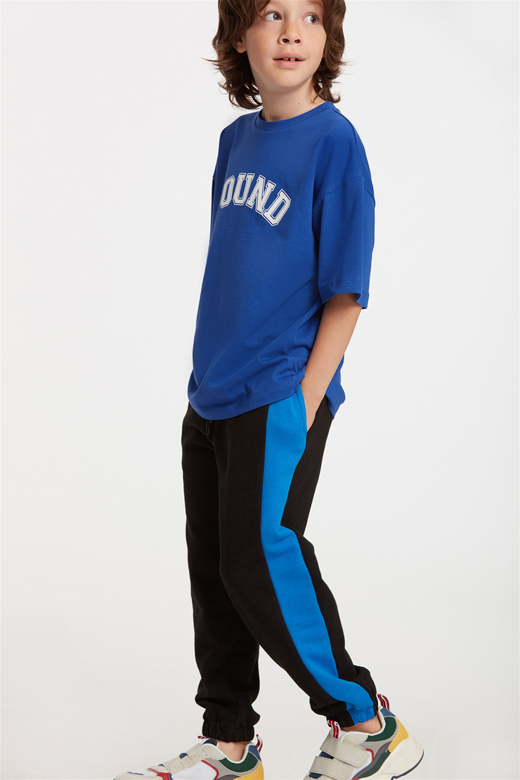 MUNCH Çocuk Siyah Baskılı Yuvarlak Yaka Comfort Fit Eşofman Takımı