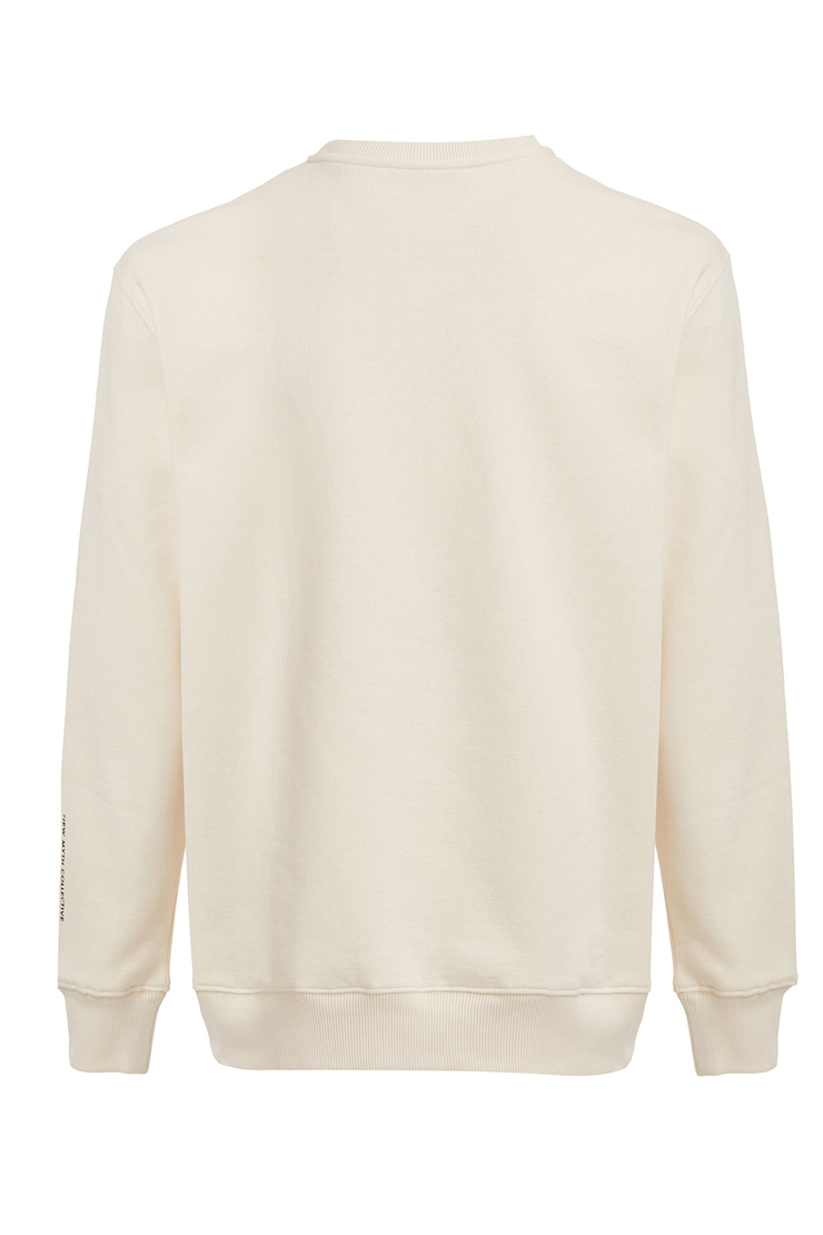 NAIVE Erkek Ekru Baskılı Yuvarlak Yaka Comfort Fit Sweatshirt