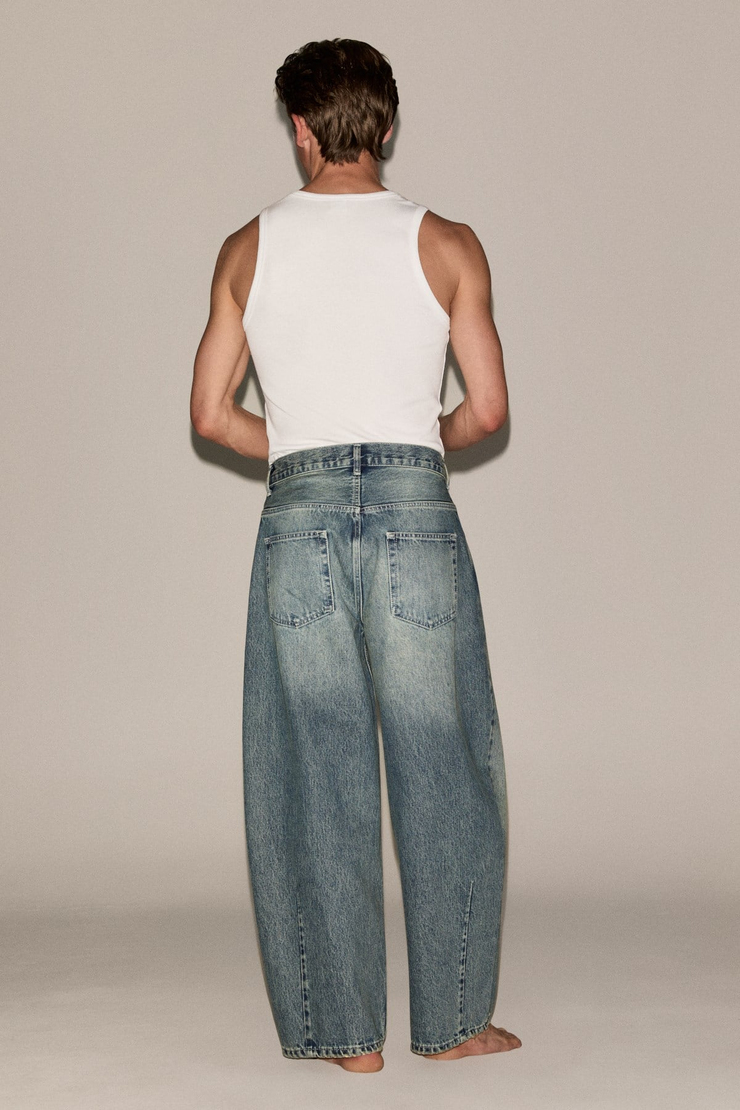 NESHIE Erkek Balon Fit Jean Mavi Pantolon