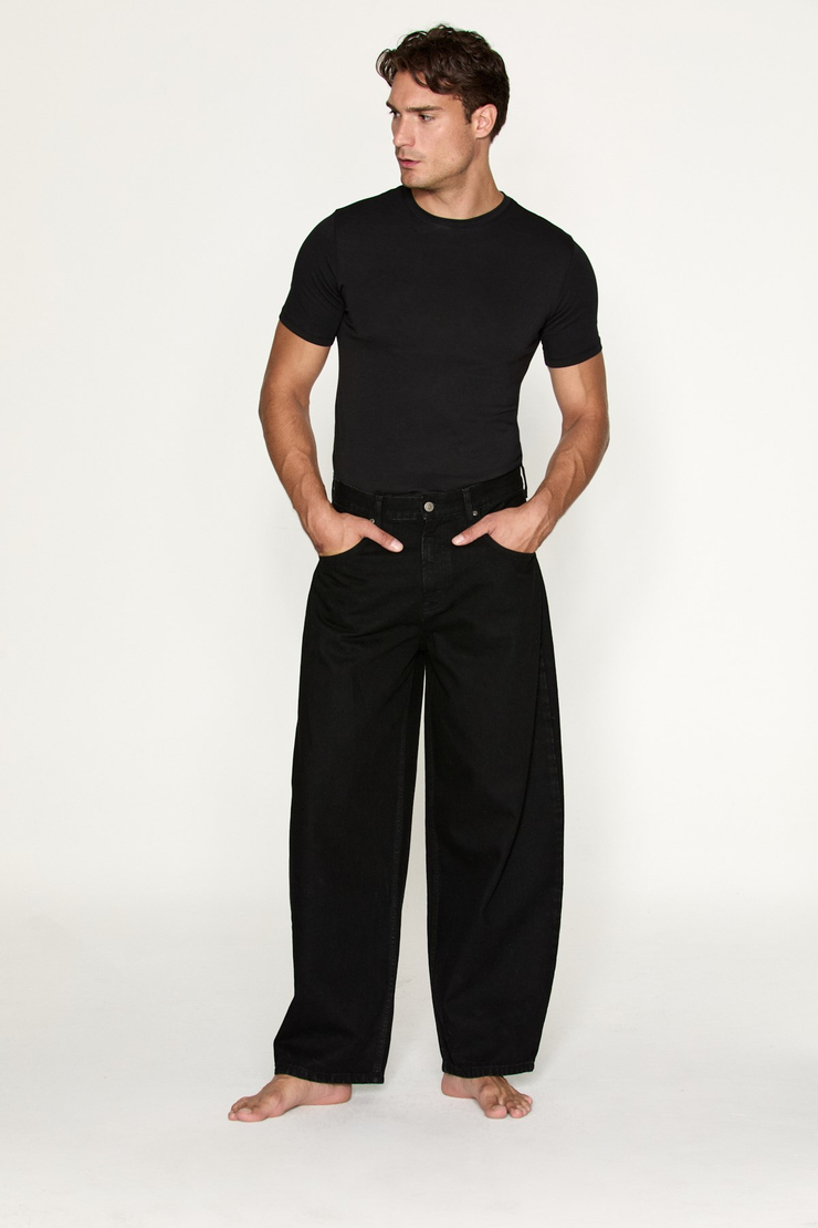 NESHIE Erkek Balon Fit Jean Siyah Pantolon