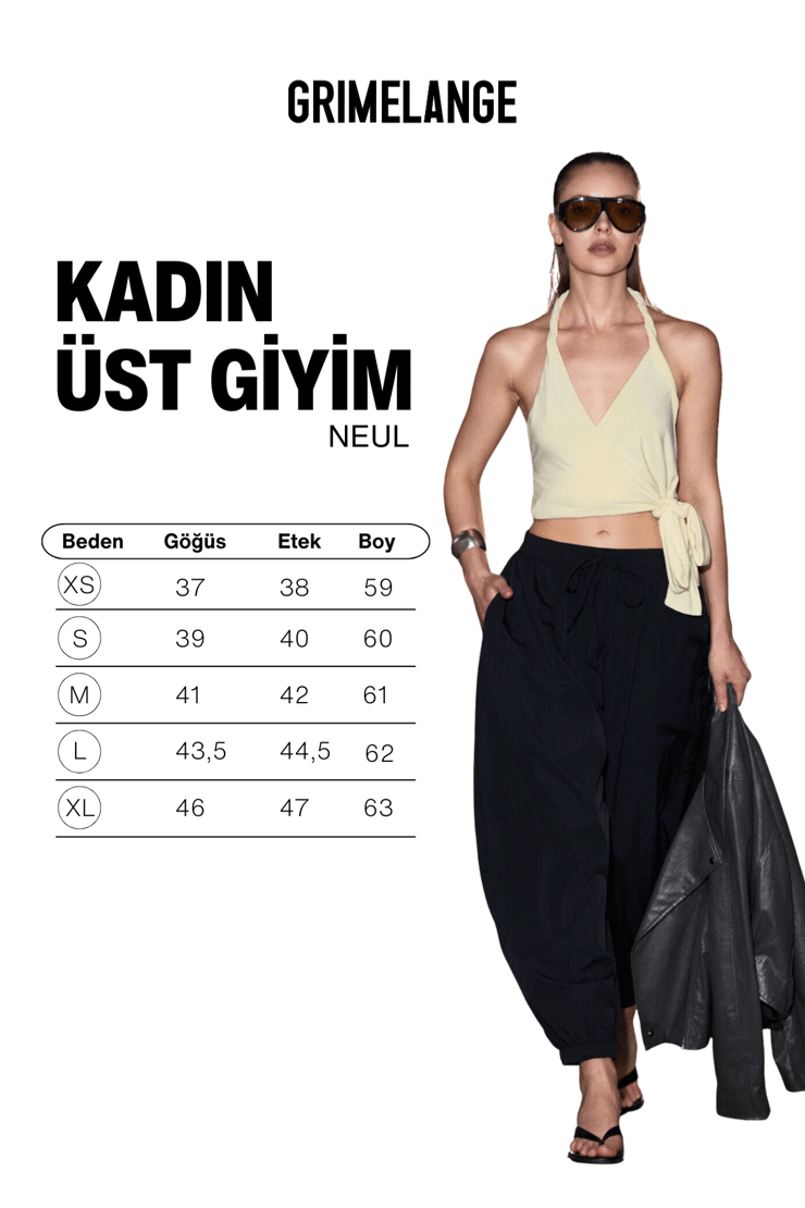 NEUL Kadın Yumuşak Ve Esnek Kumaşlı Kruvaze Yakalı Yandan Bağlamalı Sarı Bluz