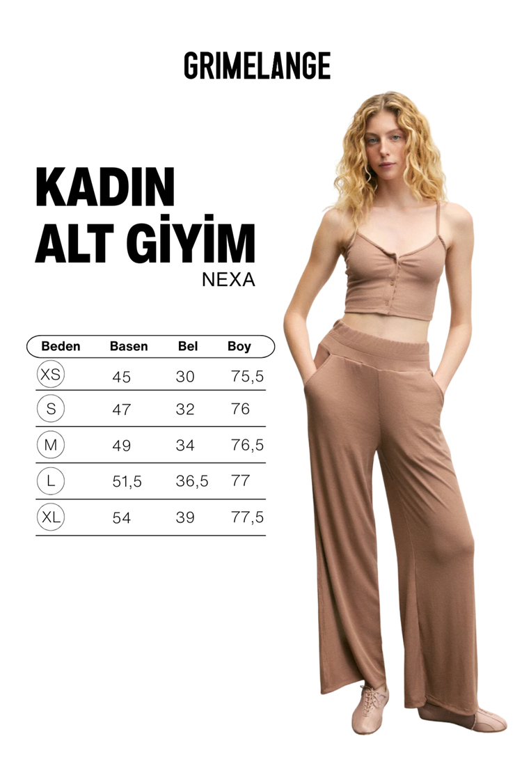 NEXA Kadın Yumuşak Ve Esnek Kumaşlı Baskı Detaylı Relaxed Vizon Eşofman Altı