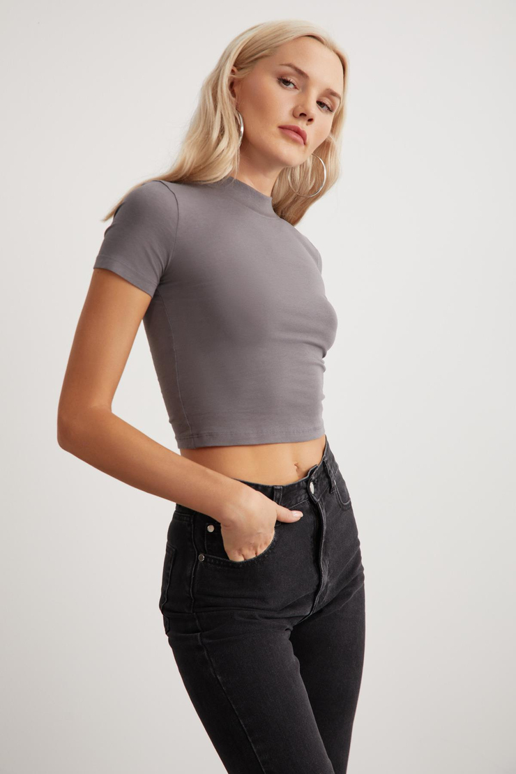 NIARA Basic Slim Gri Tekli Büstiyer