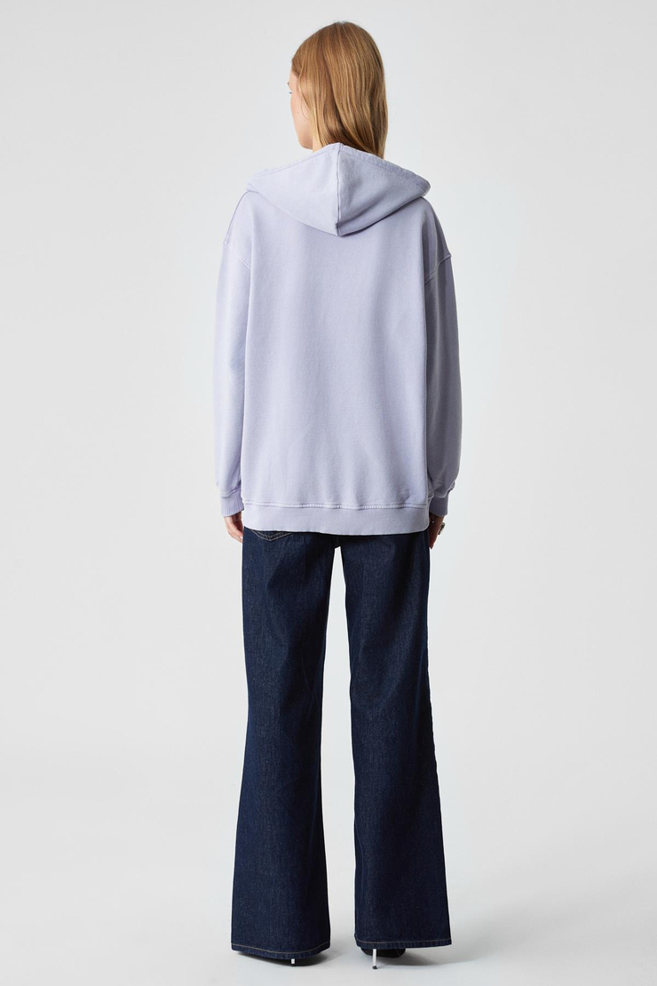 NISPORENI Kadın Oversize Fit Kapüşonlu %100 Organik Pamuk 3 İplik Lila Sweatshirt