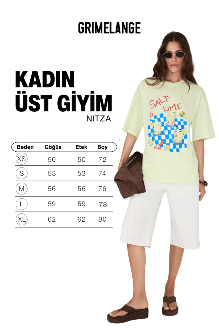 NITZA Kadın %100 Pamuk Oversize Bisiklet Yaka Mint Yeşil T-Shirt