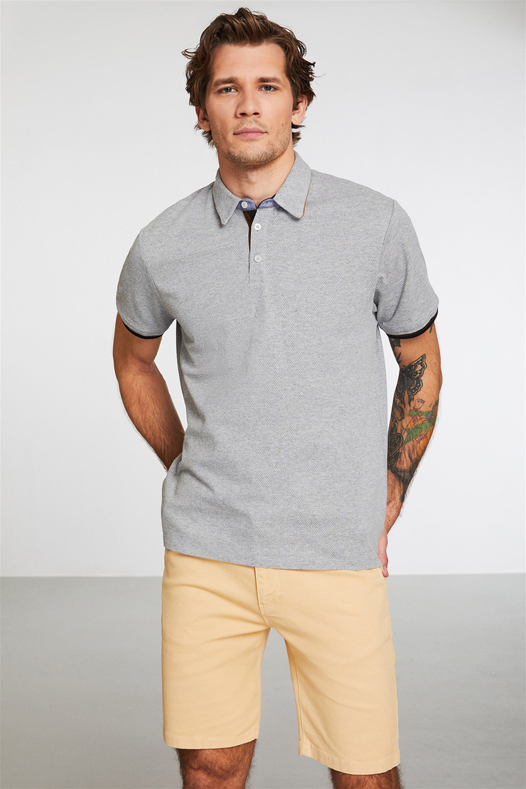 NOAH Erkek Grimelanj Düz Renk Polo Yaka Comfort Fit Polo Yaka T-shirt