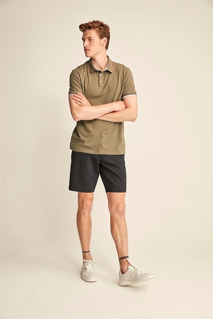 NOAH Erkek Haki Düz Renk Polo Yaka Comfort Fit Polo Yaka T-shirt