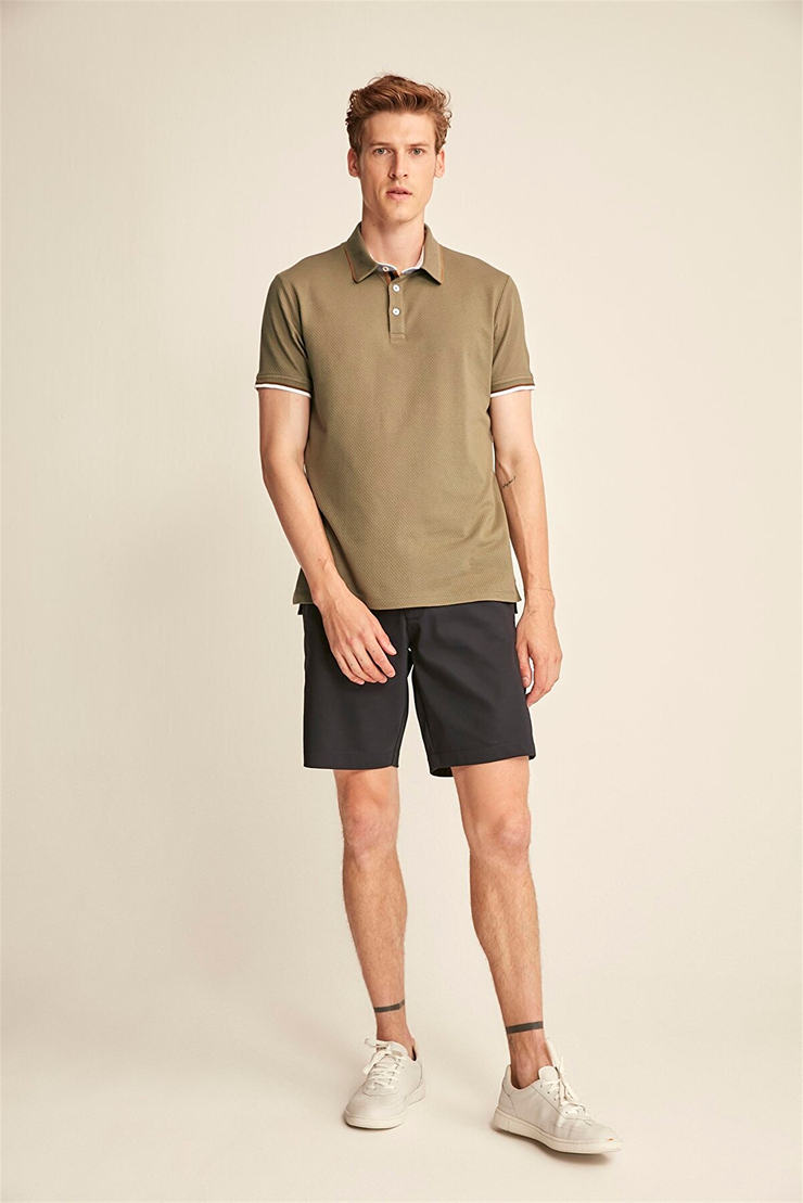 NOAH Erkek Haki Düz Renk Polo Yaka Comfort Fit Polo Yaka T-shirt