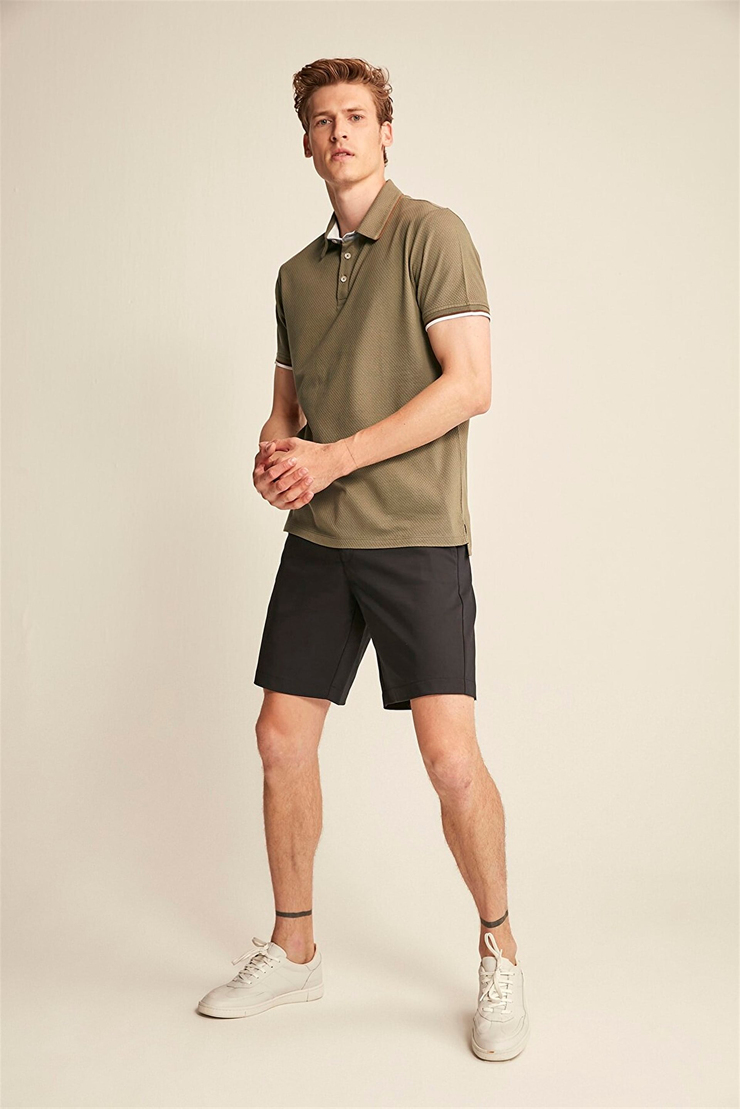 NOAH Erkek Haki Düz Renk Polo Yaka Comfort Fit Polo Yaka T-shirt