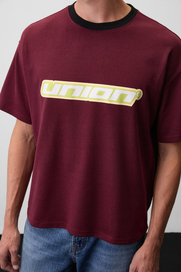 NOAR Erkek Organik Pamuklu Baskılı Bordo T-Shirt