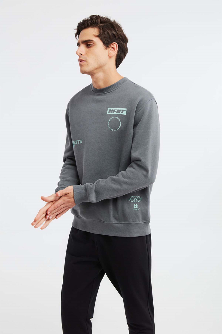 NUMERIC Örme Comfort Fit Açık Gri  Sweatshirt
