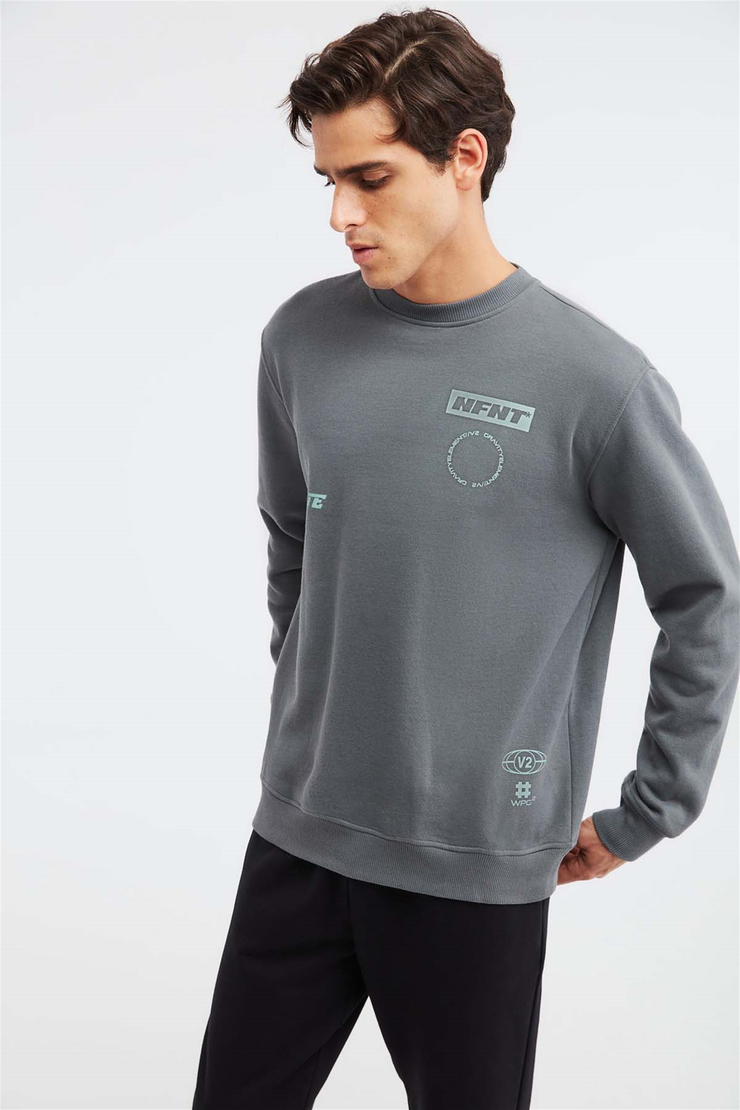 NUMERIC Örme Comfort Fit Açık Gri  Sweatshirt