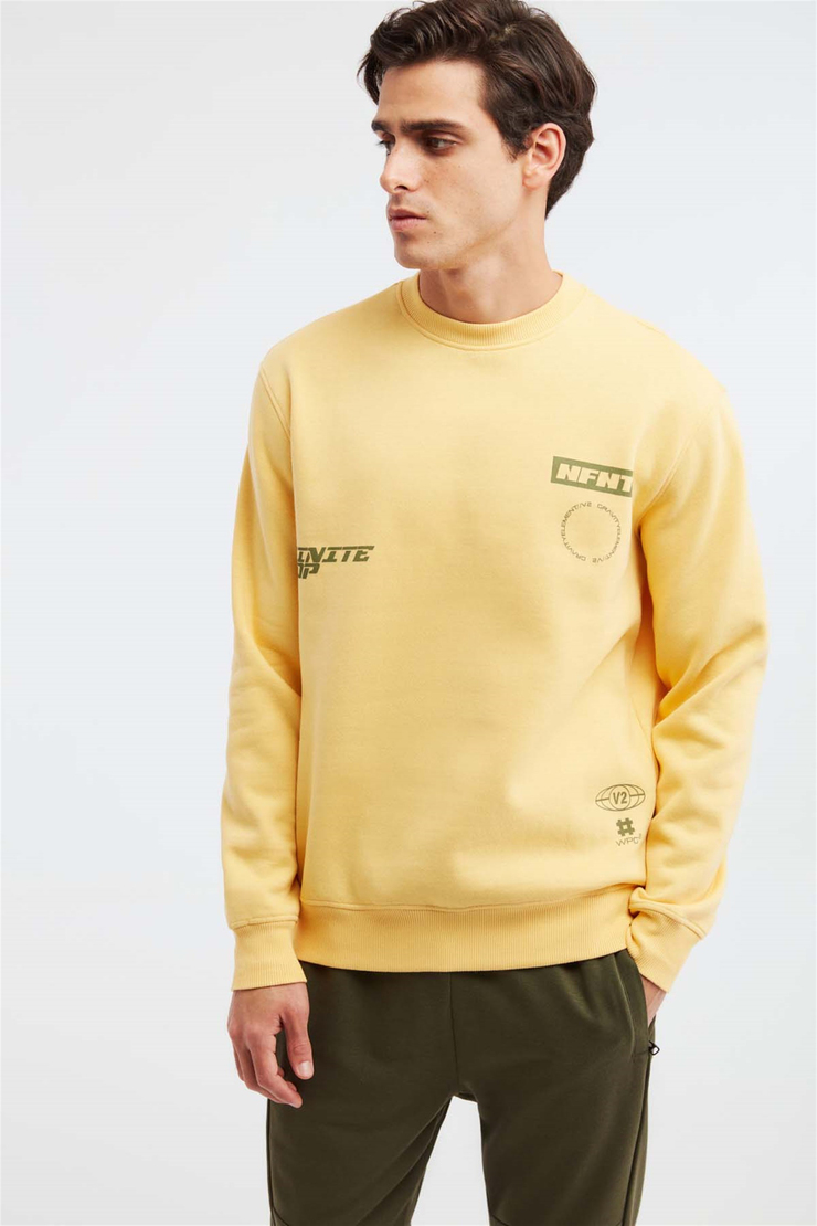 NUMERIC Örme Comfort Fit Safran Sarı  Sweatshirt