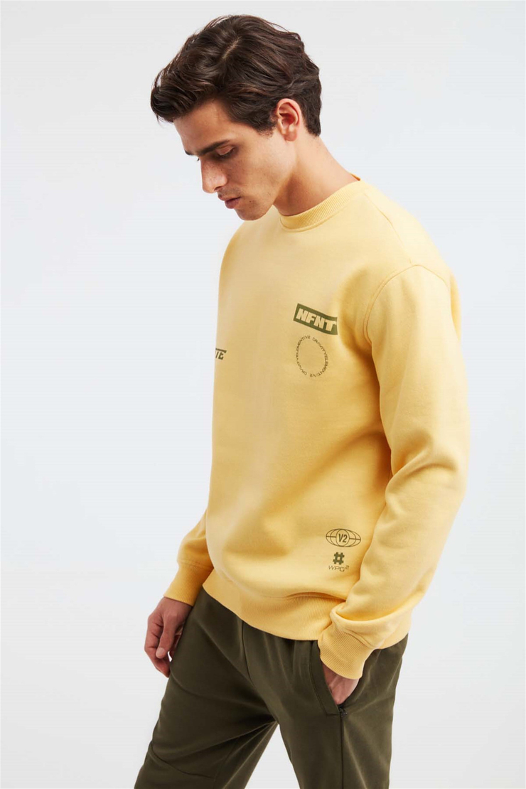 NUMERIC Örme Comfort Fit Safran Sarı  Sweatshirt
