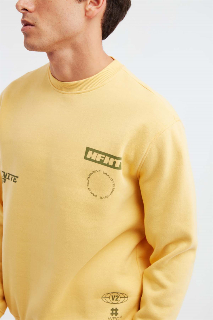 NUMERIC Örme Comfort Fit Safran Sarı  Sweatshirt
