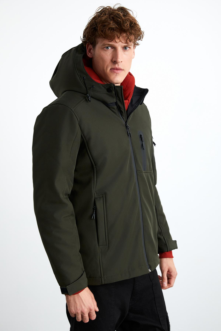 NYBORG Erkek Çok Kalın Gore-tex Su ve Rüzgar Geçirmez Çıkarılabilir Kapşonlu Trekking Haki Mont