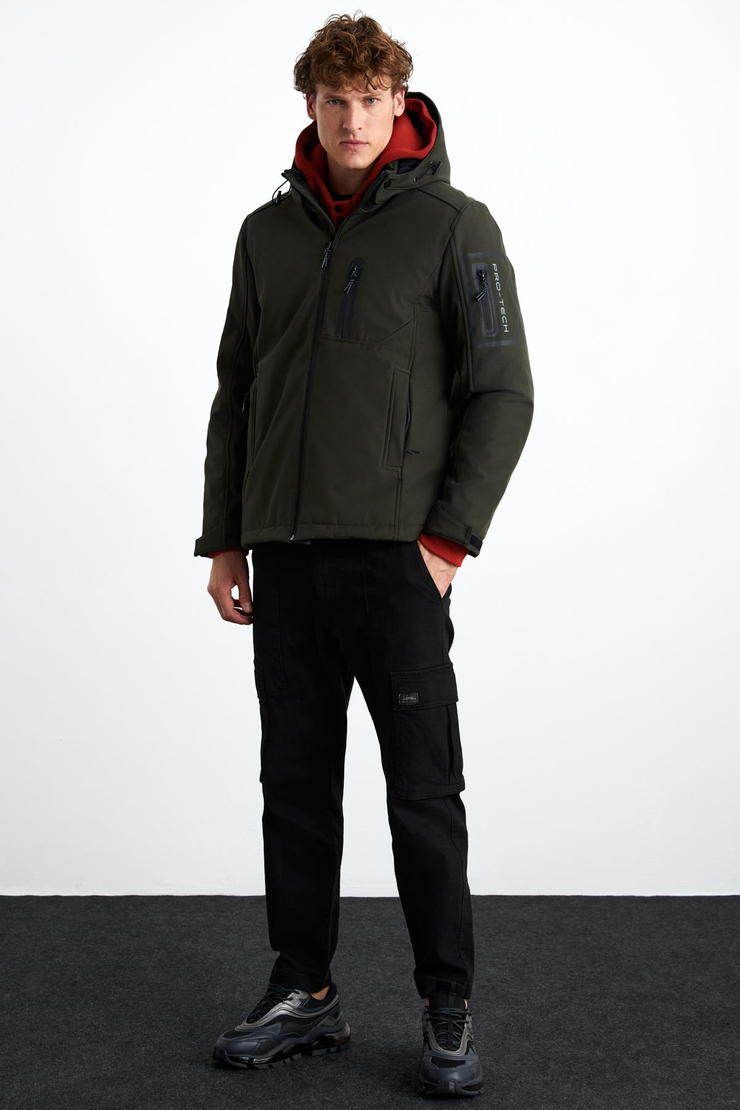 NYBORG Erkek Çok Kalın Gore-tex Su ve Rüzgar Geçirmez Çıkarılabilir Kapşonlu Trekking Haki Mont