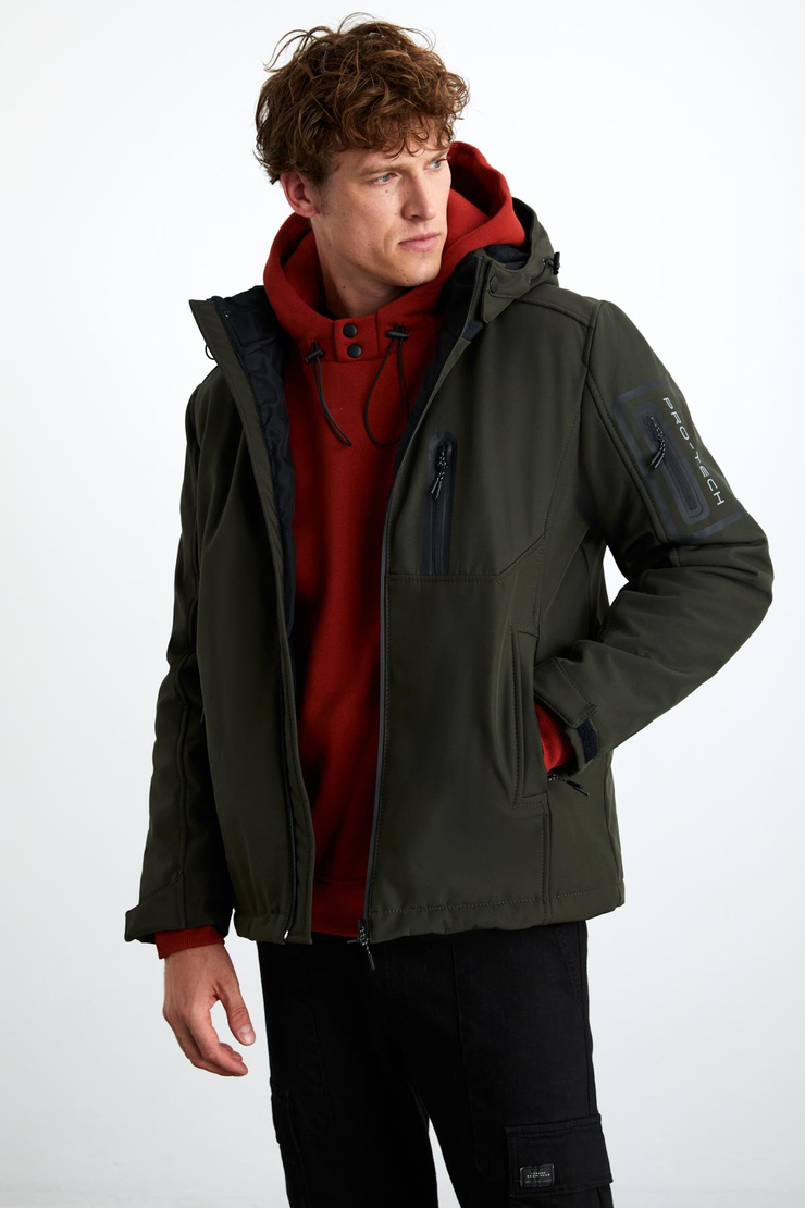 NYBORG Erkek Çok Kalın Gore-tex Su ve Rüzgar Geçirmez Çıkarılabilir Kapşonlu Trekking Haki Mont