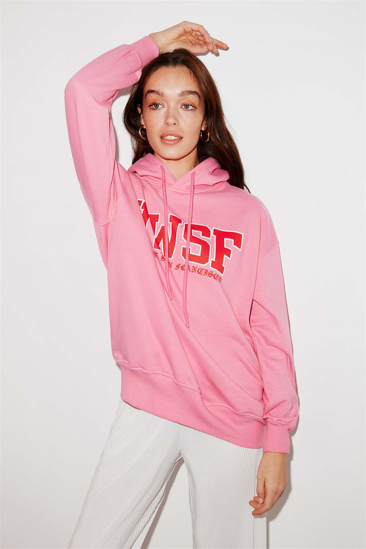 OBNY Örme Oversize Pembe  Sweatshirt