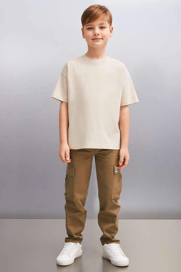 OCTAVE  Oversize Bej Tekli T-Shirt