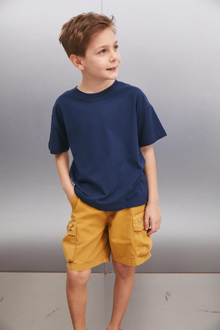 OCTAVE  Oversize Lacivert Tekli T-Shirt