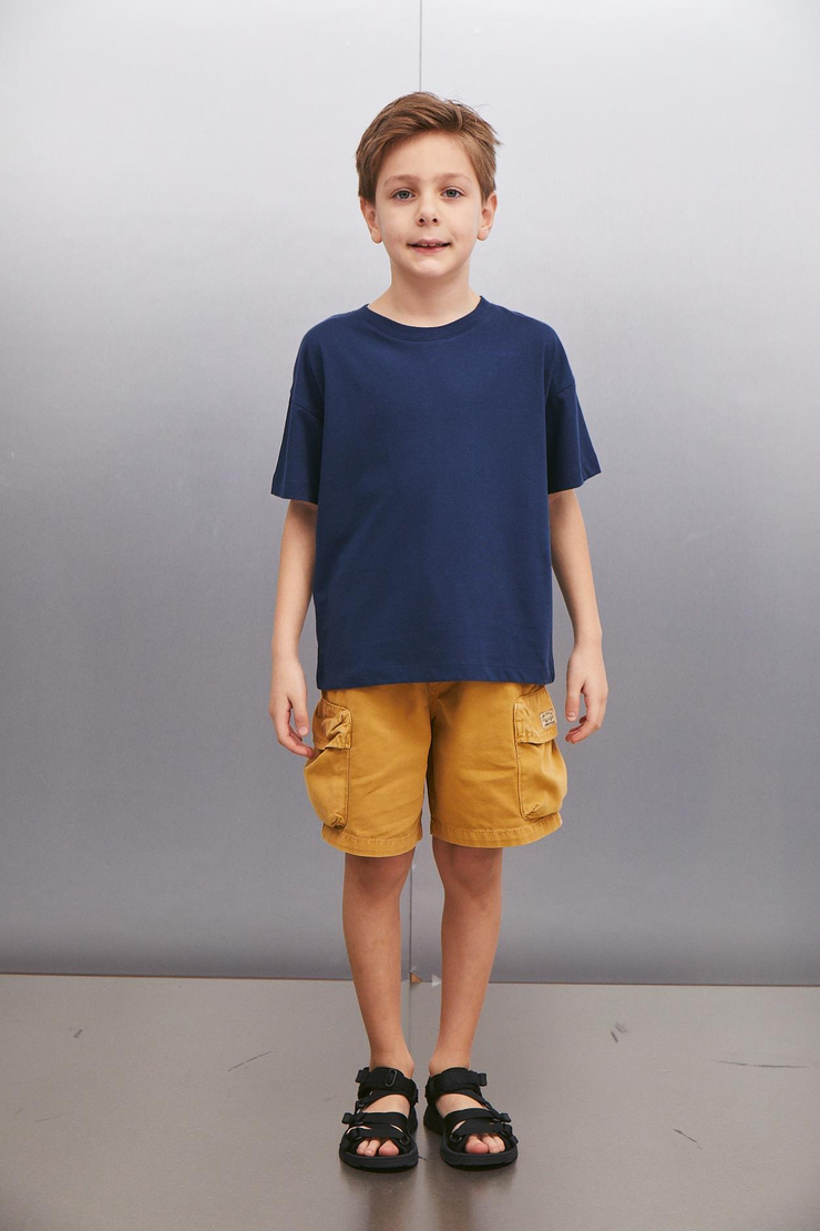 OCTAVE  Oversize Lacivert Tekli T-Shirt