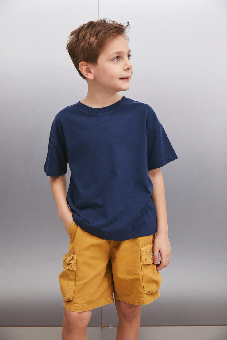 OCTAVE  Oversize Lacivert Tekli T-Shirt