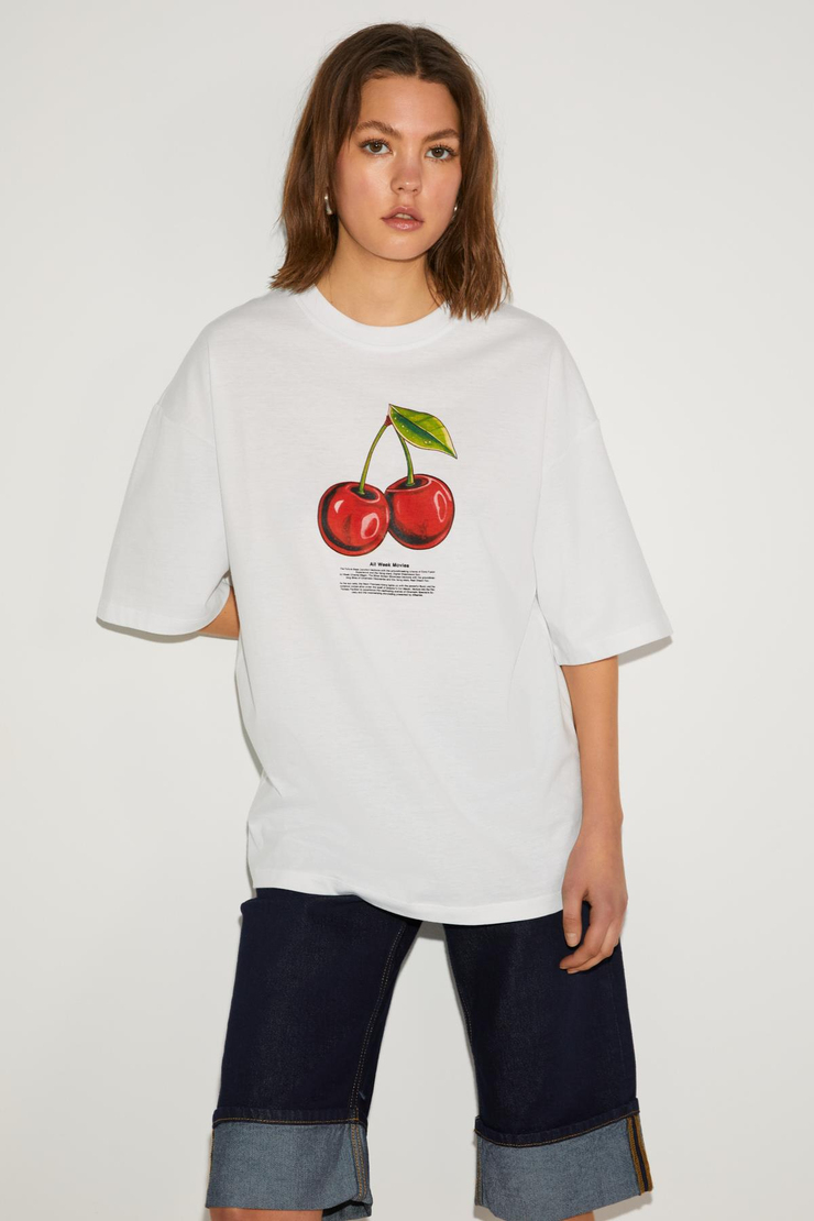 ODALYS Basic Oversize Beyaz Tekli T-Shirt