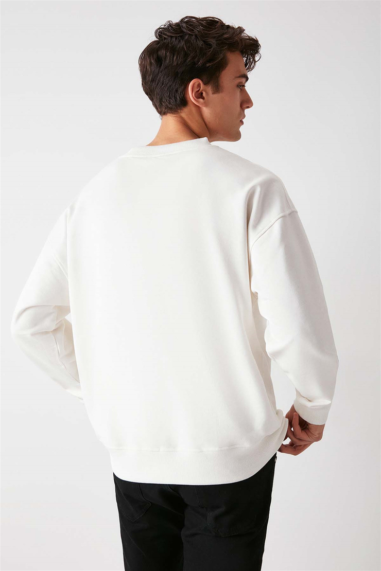 OFF Örme Oversize Beyaz  Sweatshirt