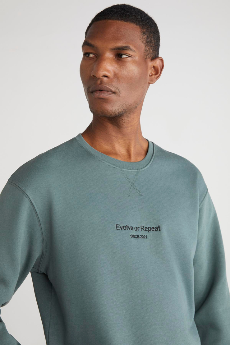 OLİVİER Basic Regular Yeşil Tekli Sweatshirt