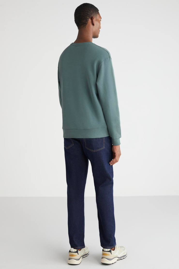 OLİVİER Basic Regular Yeşil Tekli Sweatshirt