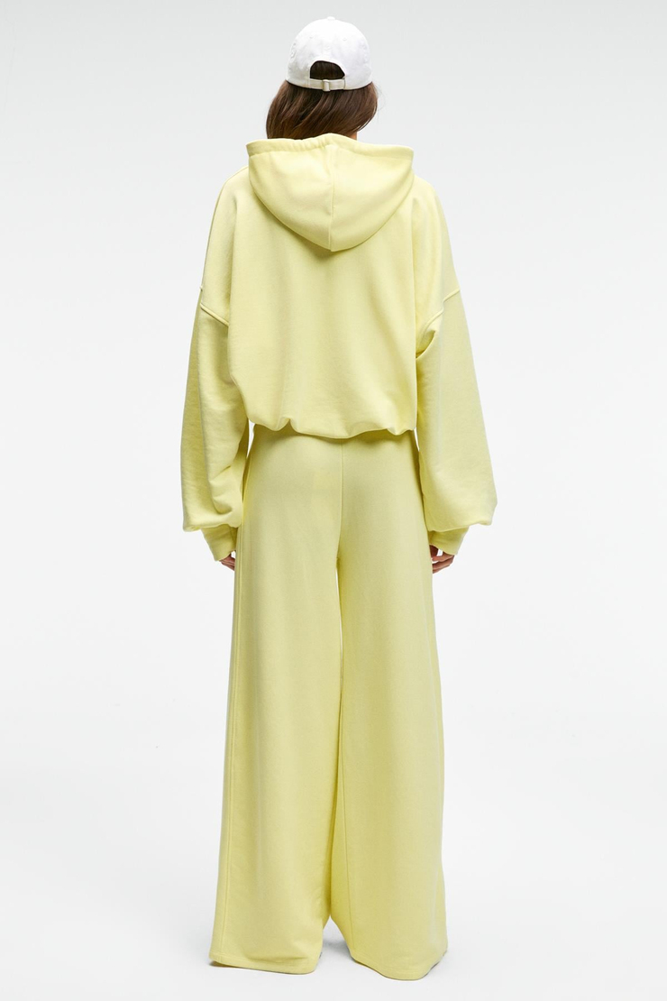 OLVERA Kadın Kapüşonlu Etek Ucu Balon Oversize Sarı Sweatshirt